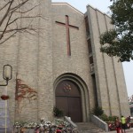At the southern end of Zhongshan Road, you see a Christian Church, named Gulou Church ( or Drum Tower Church ).