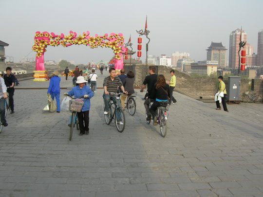 A turret on the city wall and city moat in Xian