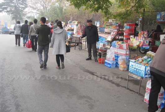 The traders on the right side of the road cried out to sell us things.