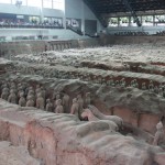 Pit 1 Terra-cotta Warriors in the largest of the three pits on exhibition in a huge hangar vault