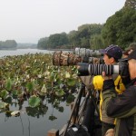 Standing on the Beishan Roadside, shooting the pictures of the Bai Di Causeway and Gushan Island