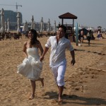 Taking marriage photos at Dongjiang Bay Beach