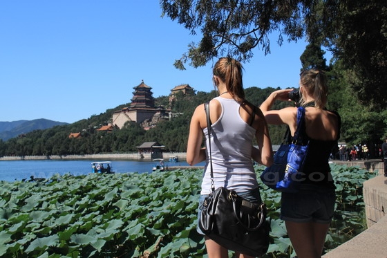 The green lotus leaves hold the Tower of Buddhist Incense
