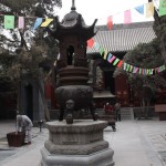 The the high incense burner placed front of Great Buddha Hall