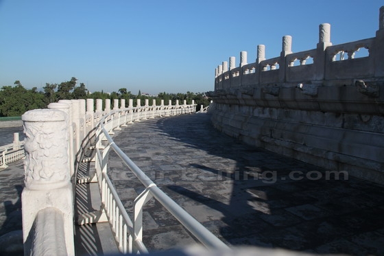 Three terraces of white marble circle the Circular Mound Altar