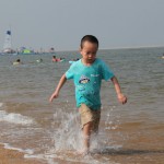 Totally immersed in running on the beach