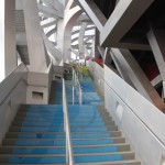 Walking up to the fifth floor step by step.