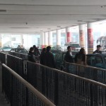 the taxi stand where arrival passengers lining up for taxis