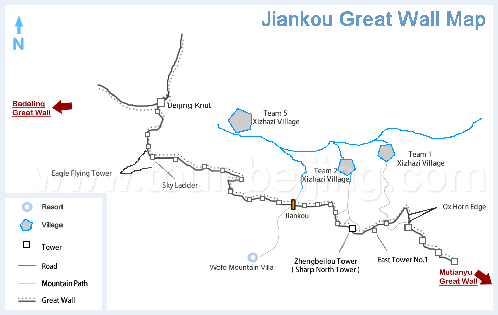 Jiankou Great Wall Map