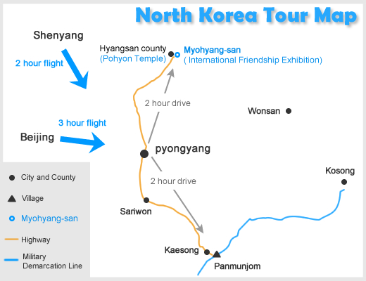 North Korea Tour Map