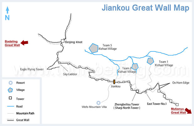 Jiankou Great Wall Map