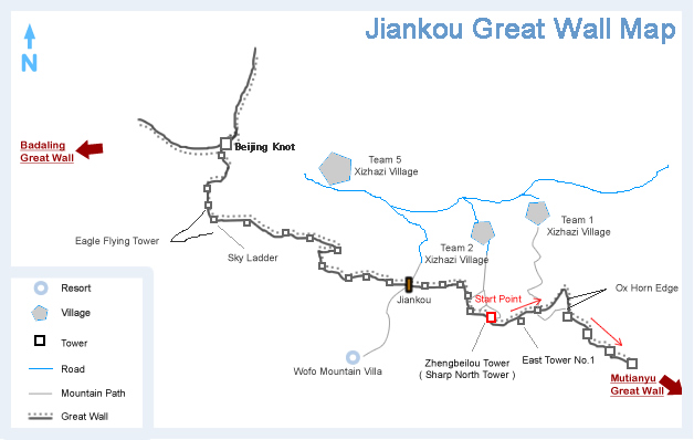 Jiankou Great Wall Map