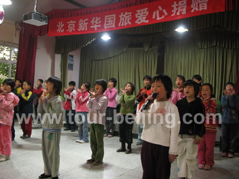 Boys and girls sang and danced for us