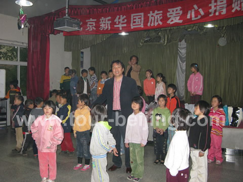 Surrounded by the children