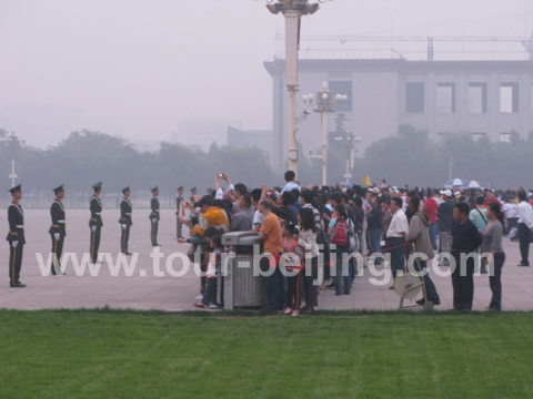 People seeing the flag raising ceremony