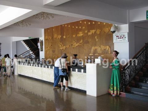 he hall and front desk of the main building