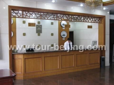 The front desk of the hotel