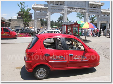 A local three-wheeled private taxi