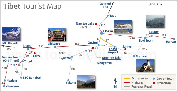 Tibet Tourist Map